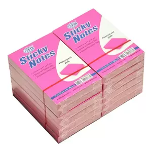 FIS Sticky Note, Fluorescent Pink Colours, Size 3 x 2 Inch, 100 Sheets, Quantity per Pack 12 - FSPO32FPI