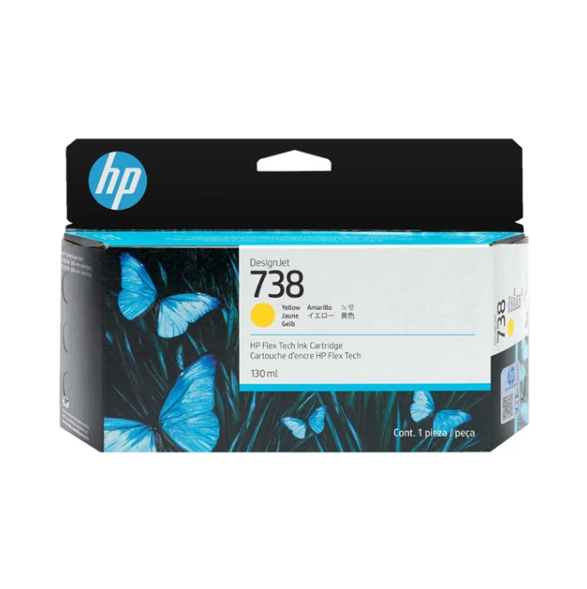 Hp 738 130-ml Yellow DesignJet Ink Cartridge ( 498N7A )