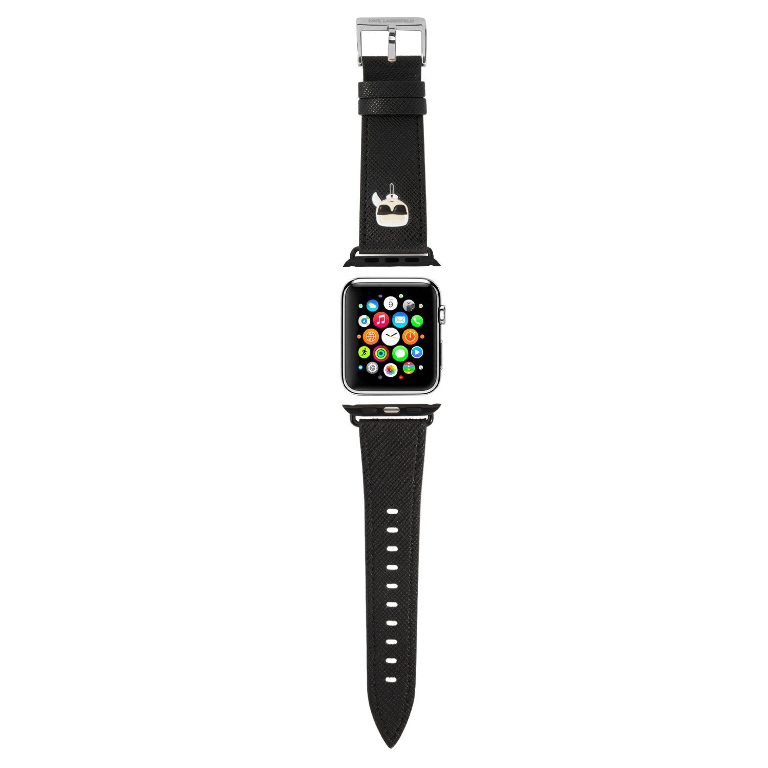Karl Lagerfeld Strap PU Saffiano Karl Head Logo For Apple Watch 38/40MM - Black