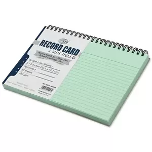 FIS Ruled Record Card 180 GSM 8X5 Inch Double Loop Spiral 50 Sheets Green -FSIC85-180SPGR