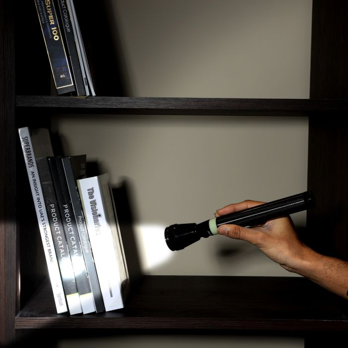 Geepas Rechargeable LED Flashlight - Hyper Bright White 1800 Meters Range Portable Torch High Beam LED Flashlight| Pocket Flashlight With Charger