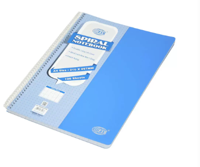 FIS Spiral PP Soft Cover Notebook, French Ruling, 100 Sheets, A4 Size, Blue Color - FSNBSA4FRPPBL