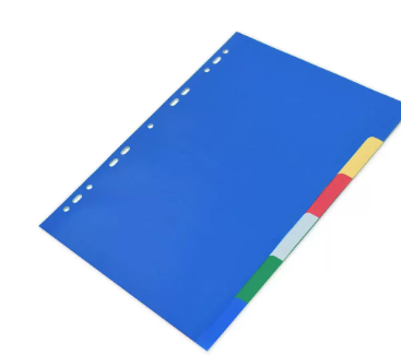 Pack of 50 Pieces PP Index Divider, Size A4 Blue/Yellow/Green