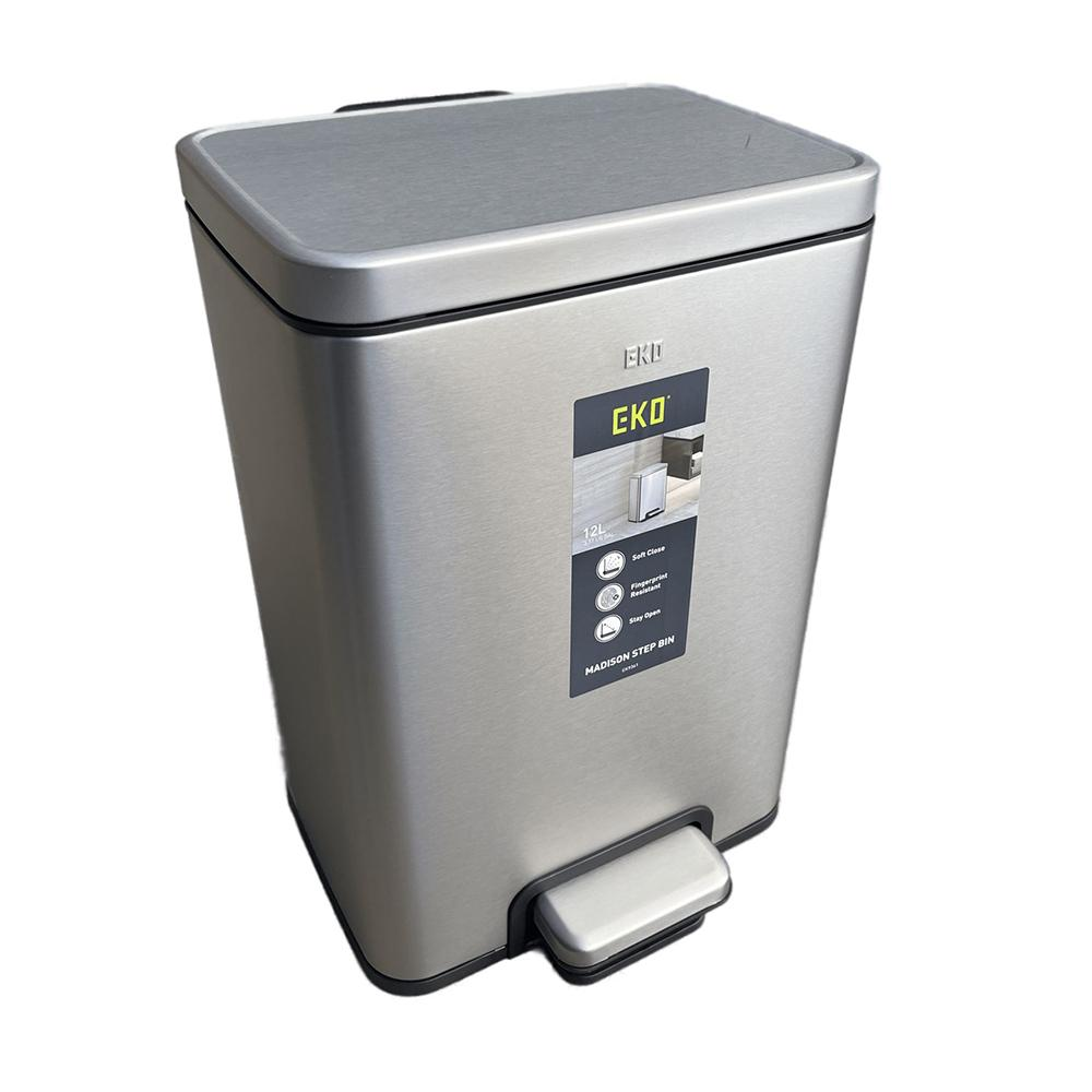 Previous Next EKO Stainless Steel Pedal Trash Bin, 12 Liters, Silver