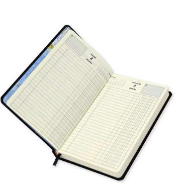 FIS French Diary 2024, Bonded Leather 1-Side Padded, Round Corner, Black - FSDI29FRB24BK