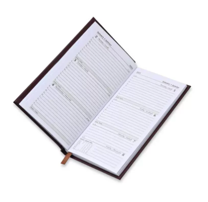 Fis 2023 Slim Diary Vinyl 1 Side Padded English & French - Chocolate -FSDI59EFN23CH