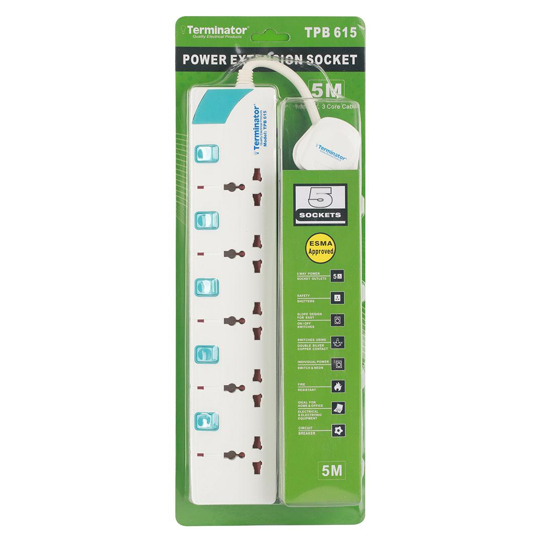 5 Way Extension Socket 5M Cable