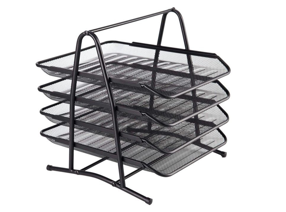 Partner Metal Mesh 4 Tier Document Tray Black