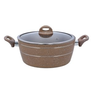 Royalford 26Cm Smart Casserole With Glass Lid - Granite - Brown