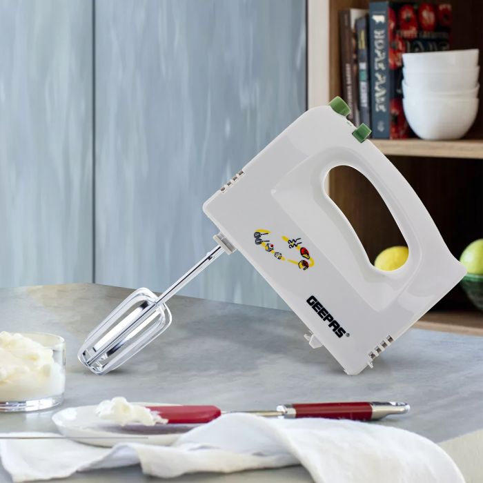 Geepas GHM2001 160W Hand Mixer - Professional Electric Handheld Mixer For Baking - 5 Speed Function, Includes Stainless Steel Beaters & Dough Hooks, Eject Button