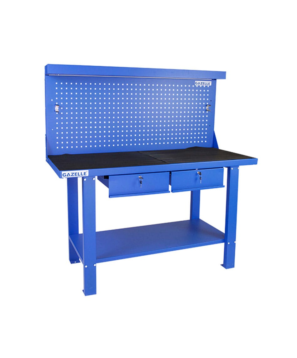 GAZELLE G2605 59 INCH STEEL WORKBENCH WITH PEGBOARD AND DRAWERS