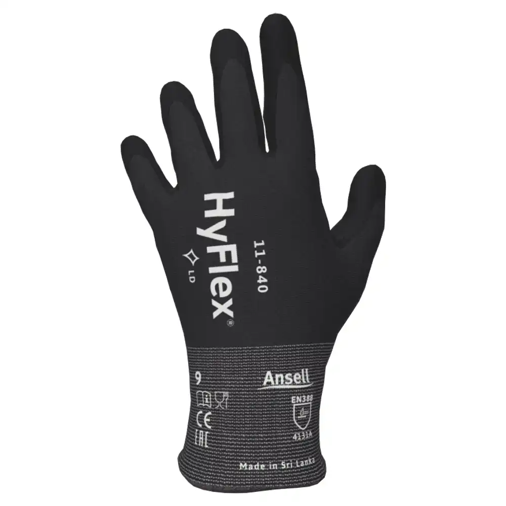 HYFLEX 11-840 - Multi Purpose Safety Gloves, Nitrile Foam Coated