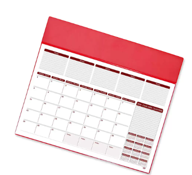 FIS Year Planner 2024 (English/French) PVC Desk Blotter, Red - FSDK2EF24RE