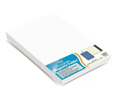 FIS Magnetic Folder Italian PU Cover with Writing Pad, Ivory Paper, A4 Size, Single Ruled 96 Sheets with Gift Box, Light Blue Color - FSMFEXNBA4LBL
