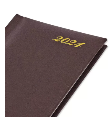 Fis 2024 Slim Diary Vinyl 1 Side Padded English & French - Chocolate -FSDI59EFN24CH