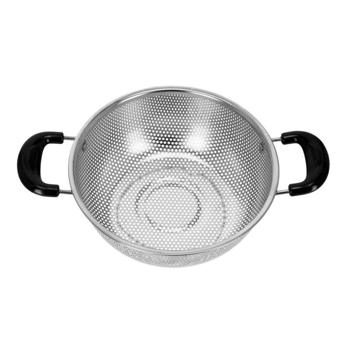 Royalford RF5405 Stainless Steel Micro-Perforated Colander - 28.5 CM Professional Colander For Food Fruit Vegetable & Pasta - Strainer With Heavy Duty Bakelite Handles & Self-Draining Solid Tripod Rin