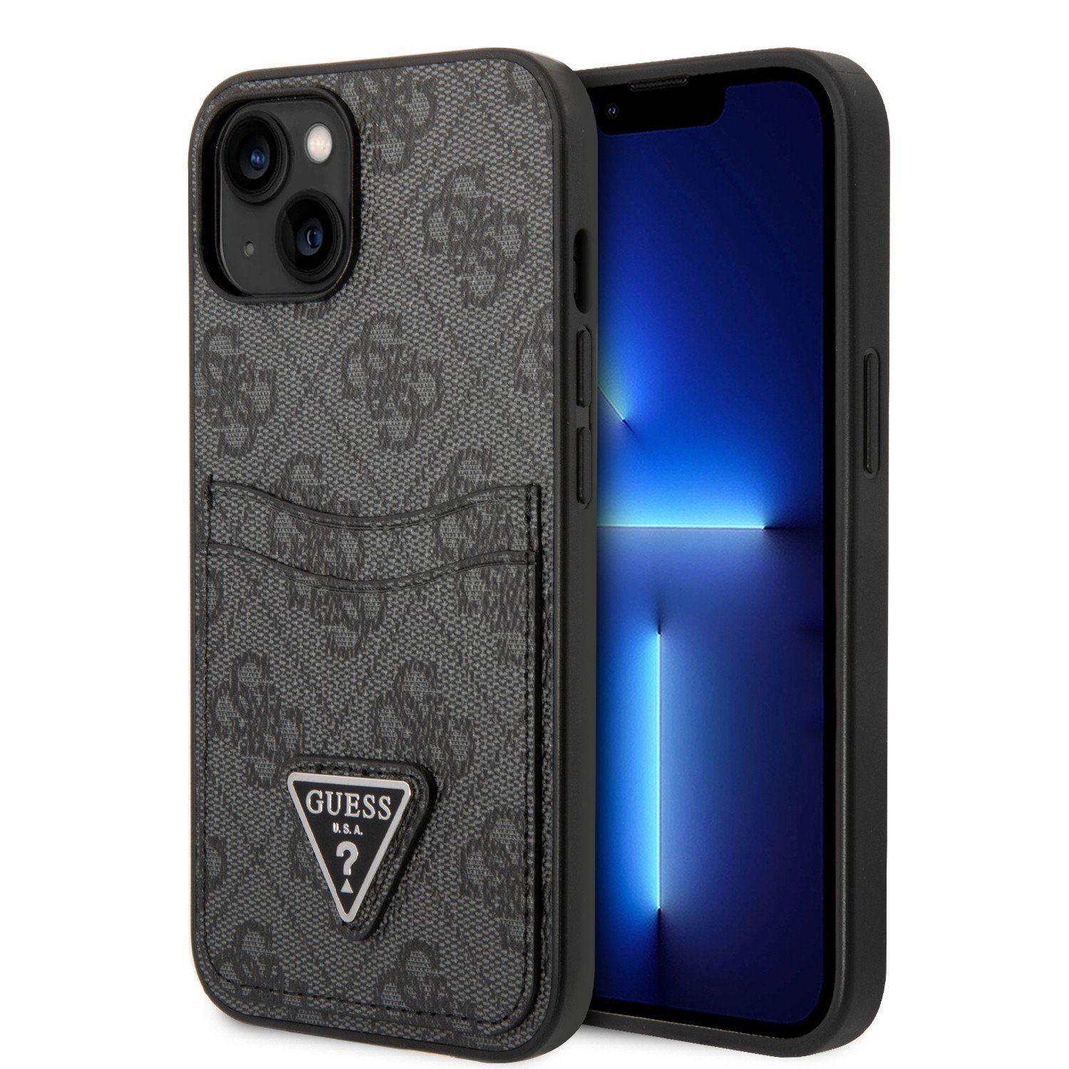 Guess 4G Double Card Triangle Hard Case for iPhone 14 (6.1") - Black