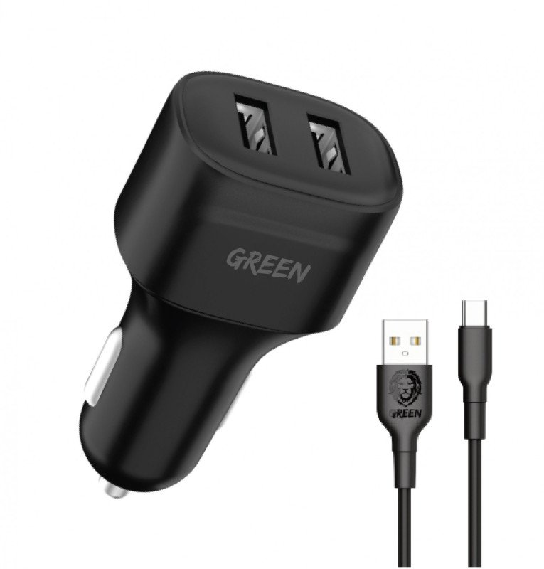 Green Dual Port Car Charger PD+QC3.0 20W - Black