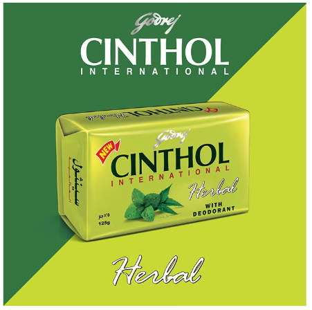 Cinthol Bar Soap 99.9% Germ Protection Herbal (With Deodarant) 125gms