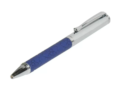 FIS Silver Pens with Embossed Italian PU Wrapper and Gift Box, Blue Colour- FSPNSPUBLD5