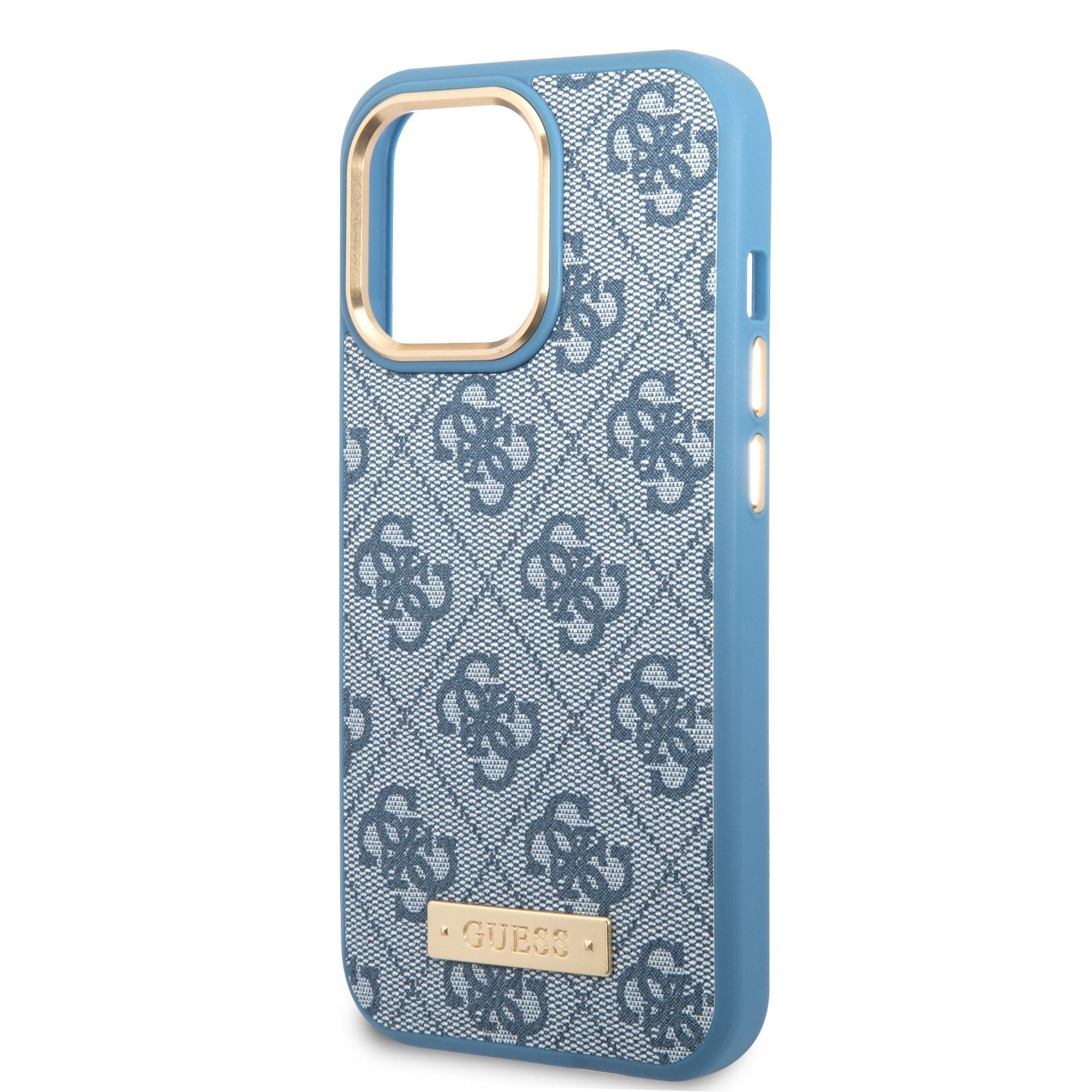 Guess Magsafe 4G PU Case With Metal Plate Logo For iPhone 14 Pro - Blue