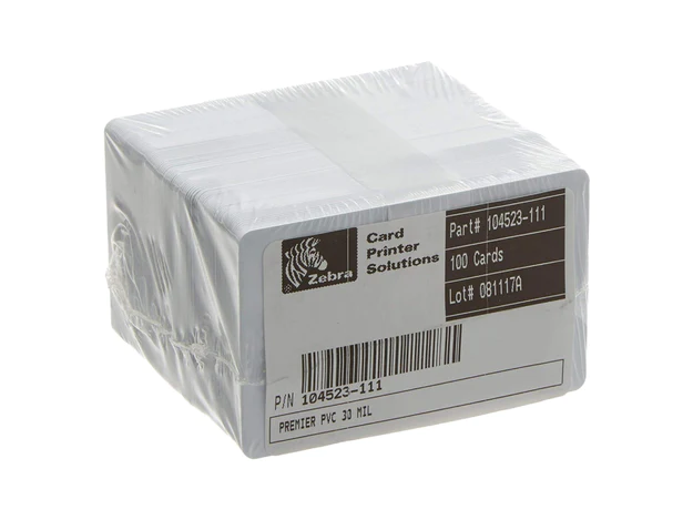 ZEBRA 104523-111 Premier (PVC) Card, Standard White CR80 size, 30 mil - Pack of 500 cards