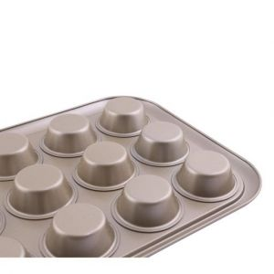 Royalford 12 Cup Muffin Pan - Aluminium - Brown