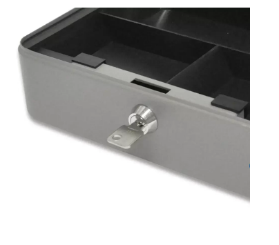 FIS Steel Cash Box with Key Lock Grey Color, 250 x 180 x 90mm, 10 Inch Lock Size - FSCPTS0X20GY