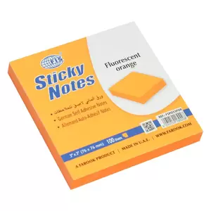 FIS Sticky Note, Fluorescent Orange Colours, Size 3 x 3 Inch, 100 Sheets, Quantity per Pack 12 - FSPO33FOR